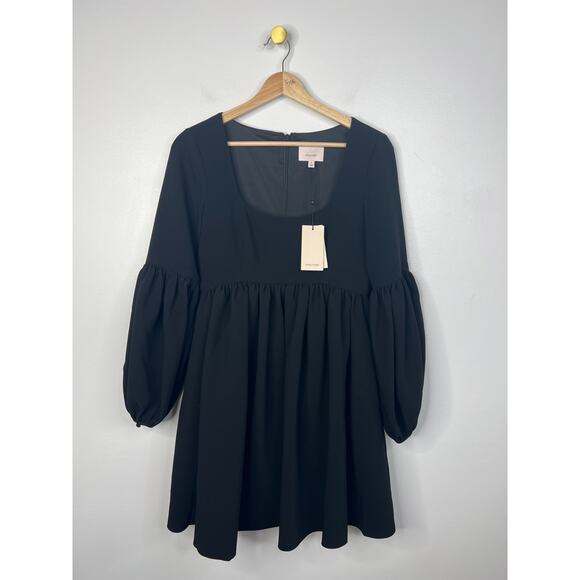 NWT Cinq A Sept Dorina Balloon Long Sleeve Fit & Flare Black Mini Dress Size: 0 - Picture 2 of 12